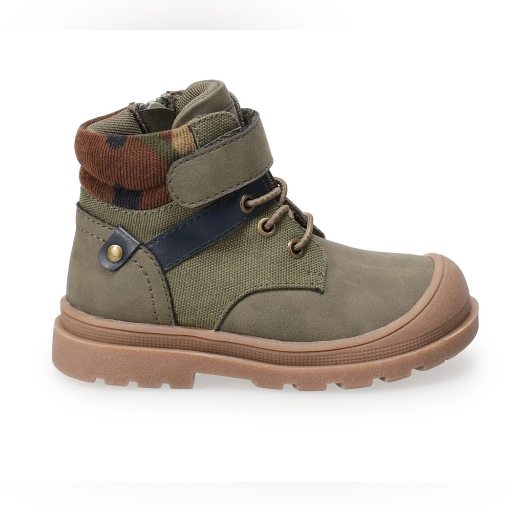 Jumping Beans Olive and Tan Kids Boots Size 11 - Picture 2 of 12